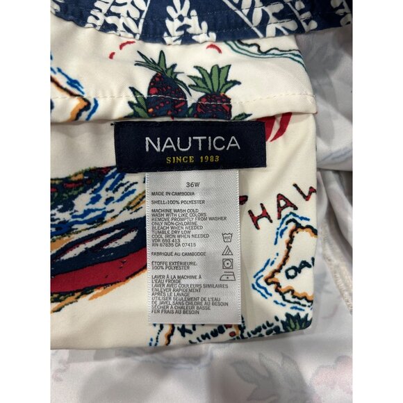 Vintage Nautica Mens Hawaiian Islands Print Swim Trunks Drawstring Waist Size 36 - Picture 5 of 7